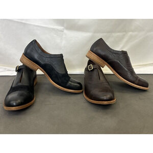 2pr Kork-Ease Niseda Oxford Shoes 6.5 Black & Brown Suede Leather Buckle Loafers